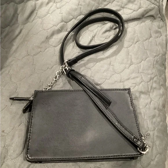 Guess Black Embossed Crossbody Bag with Silver Accents - Picture 2 of 4